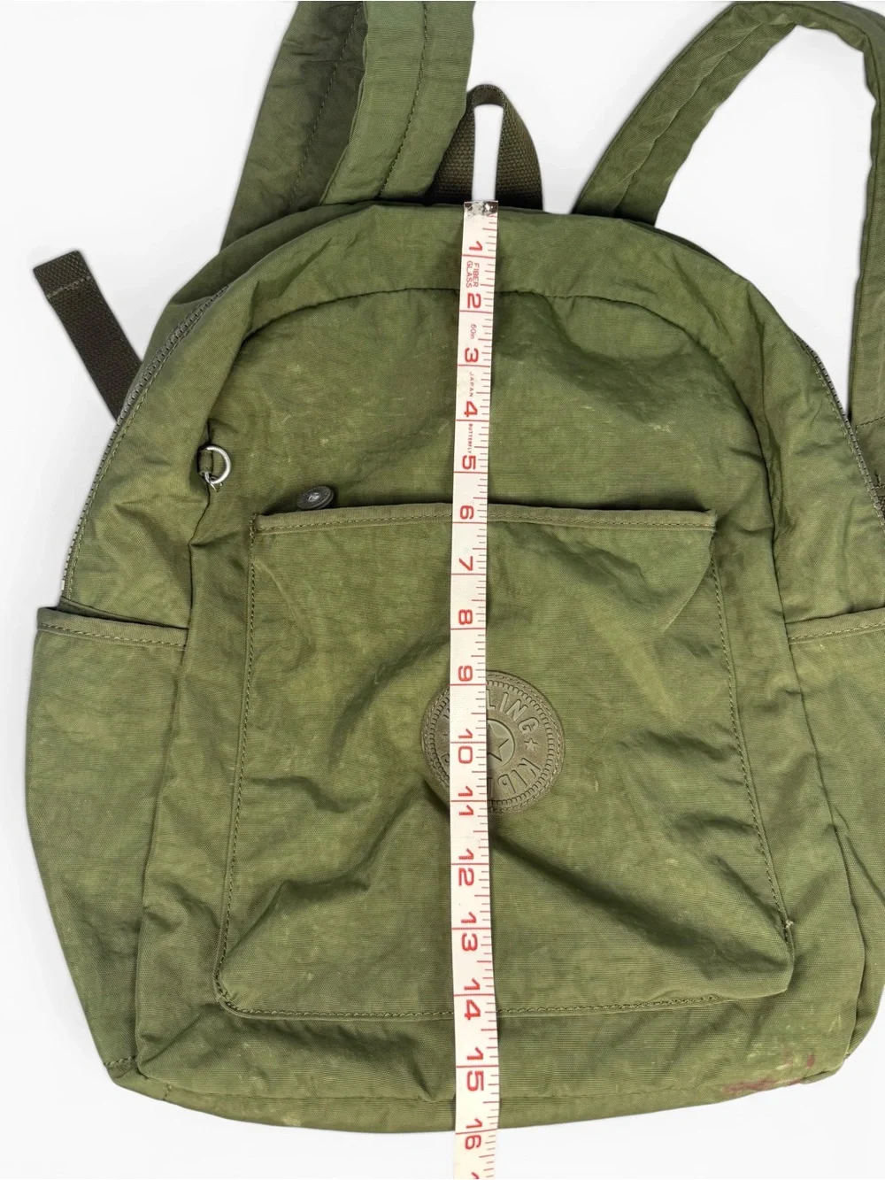 Kipling Kazuki Olive Green Nylon Backpack Lightweight Travel School Bag - as is